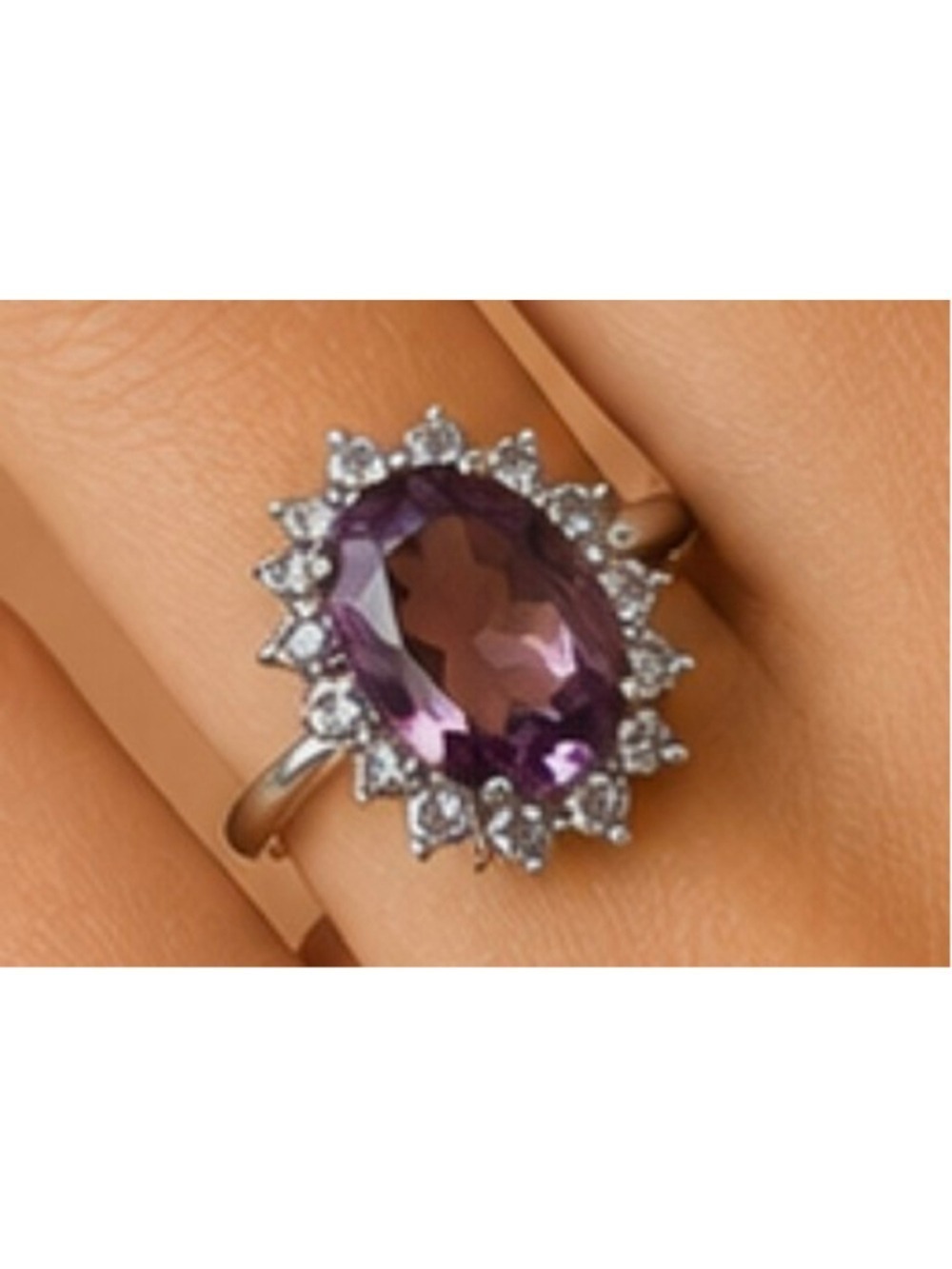 Purple 925 Sterling Silver Oval Amethyst Ring 9 New JTV